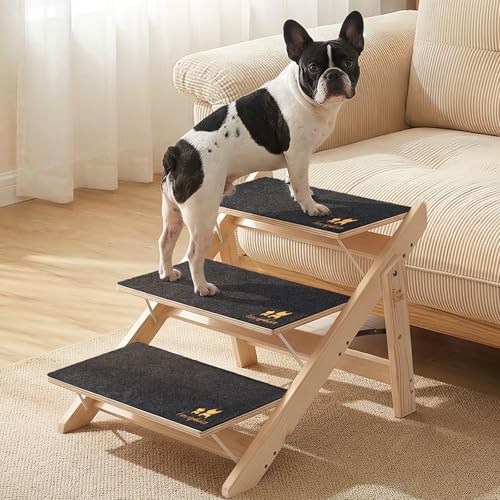 Luciphia escaliers en bois pour chiens petits, stabilité accrue et accès facile au canapé.
