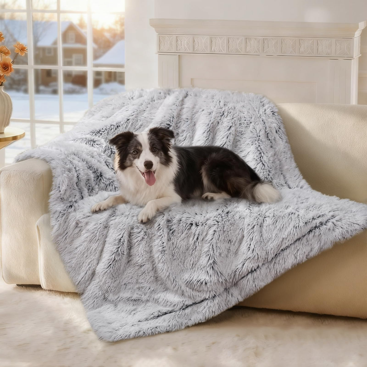 Couverture imperméable Luciphia pour chien protégeant fauteuils et lit contre les taches.