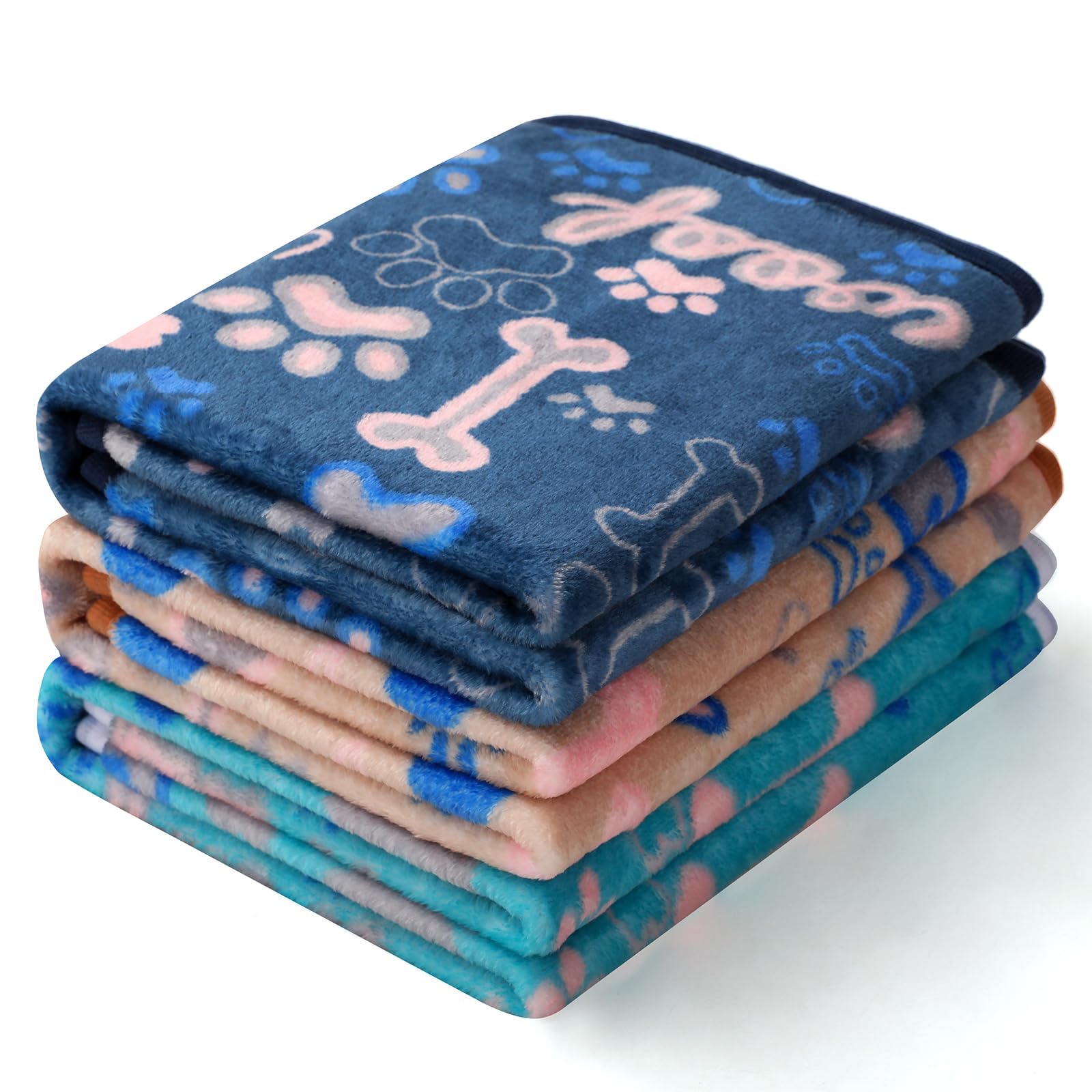Couverture Luciphia velours double-face avec imprimé patte-os, pour chien et chat.
