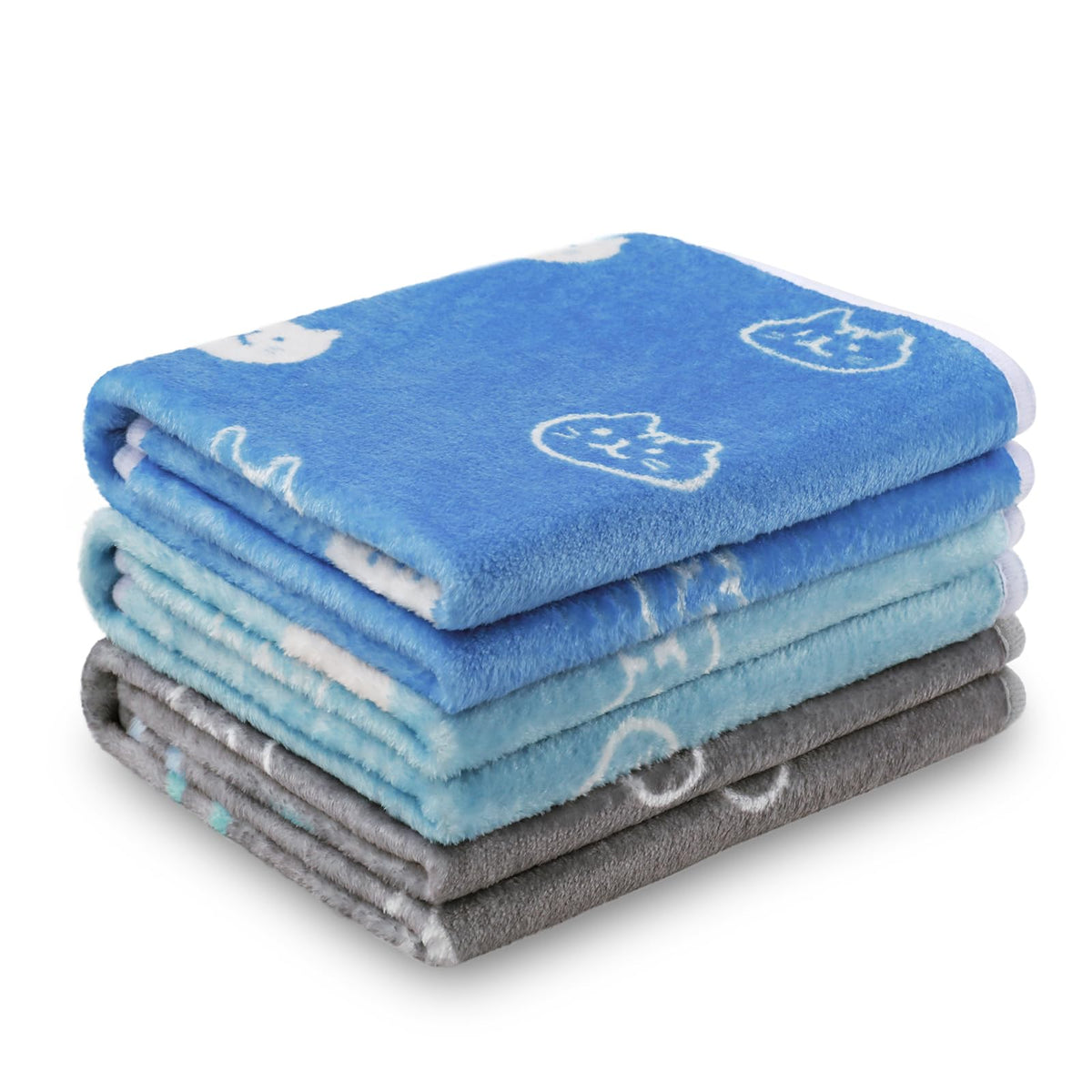Couvertures Luciphia triple avec motif chat bleu, douceur idéale pour animaux.