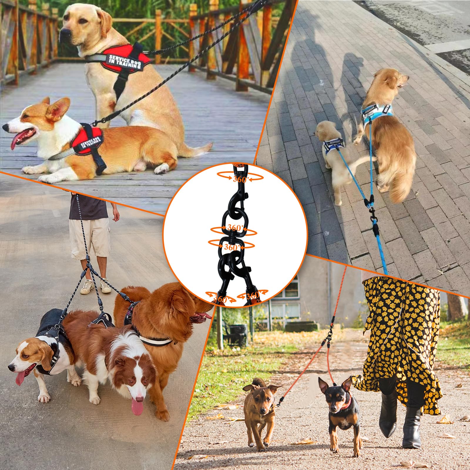 Promotion Luck Dawn – laisse pratique pour promenade multi- chiens.
