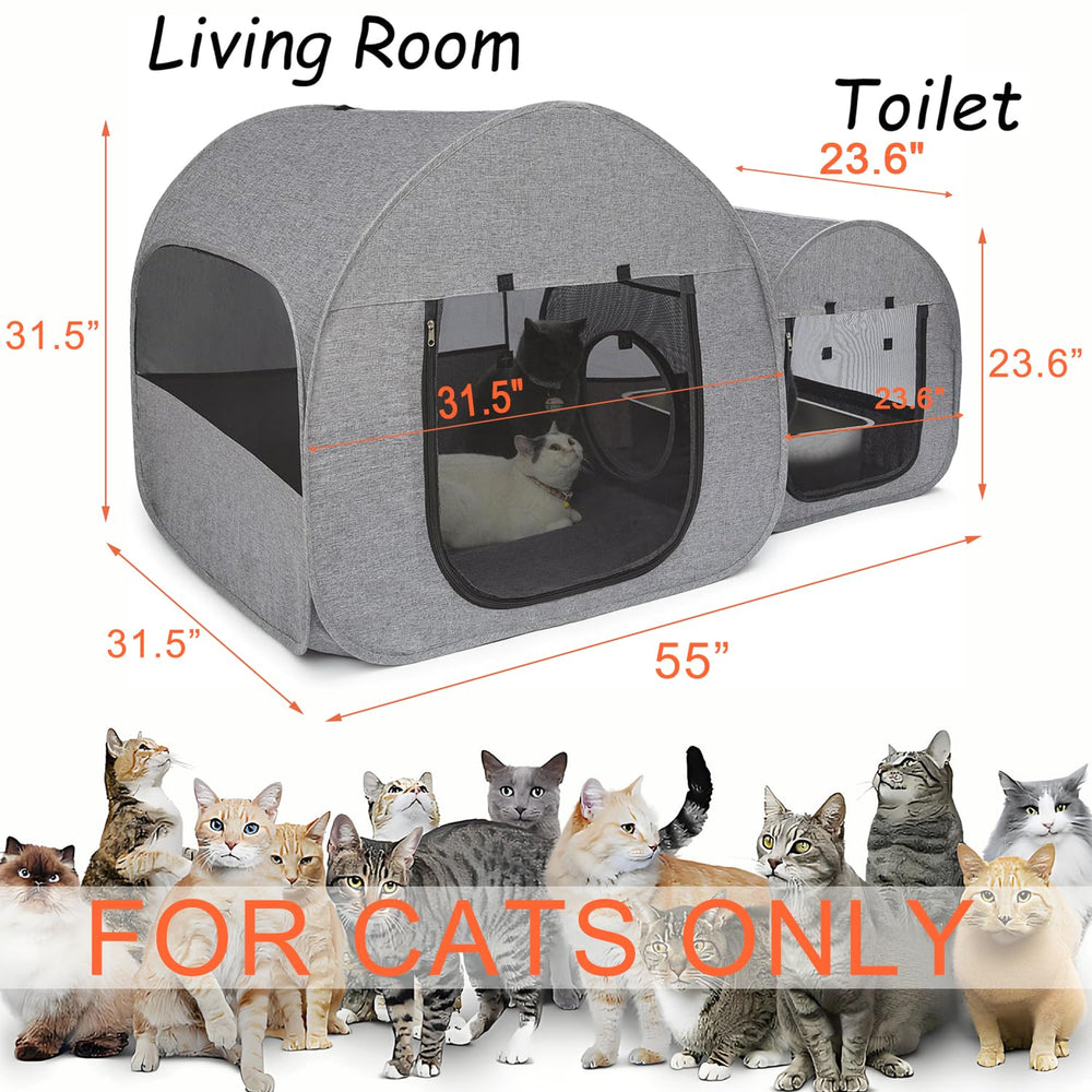 LUCKITTY Playpen pour chats: espaces séparés, sieste et jeu en toute sécurité