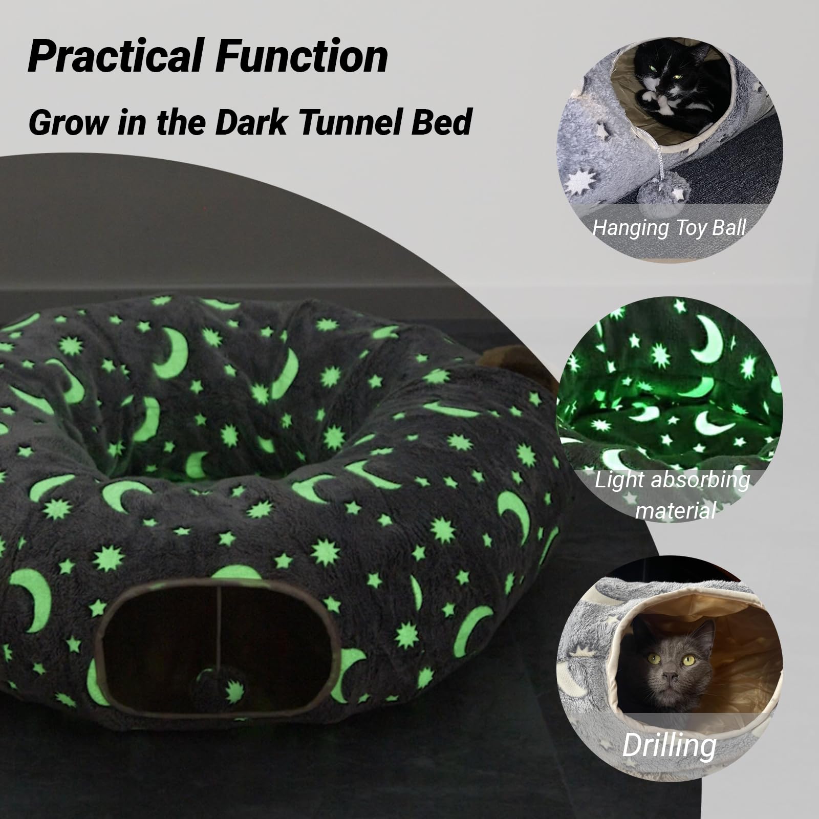 Tunnnel LUCKITTY avec balle peluche, stimuler l amusement des petits animaux.