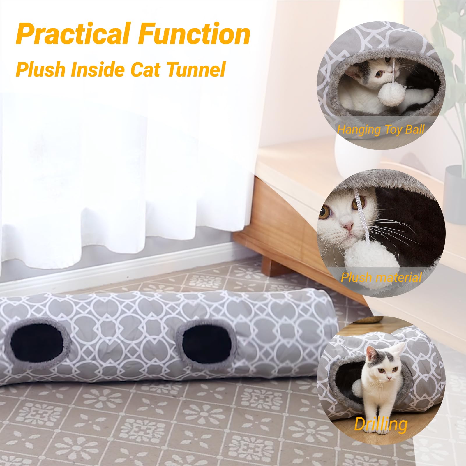 LUCKITTY tunnel-chat-interieur-balles : stimulation et amusement avec balles incluses.