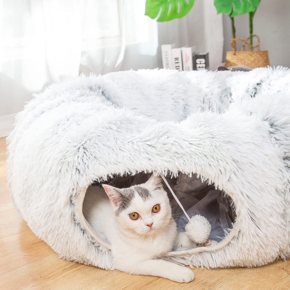 LUCKITTY tunnel doux et luxe, cocon confortable pour chat et petit animal.