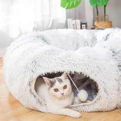 LUCKITTY tunnel doux et luxe, cocon confortable pour chat et petit animal.