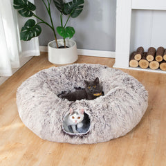 LUCKITTY tunnel pelucheux: espace douillet pour chat et petit animal.