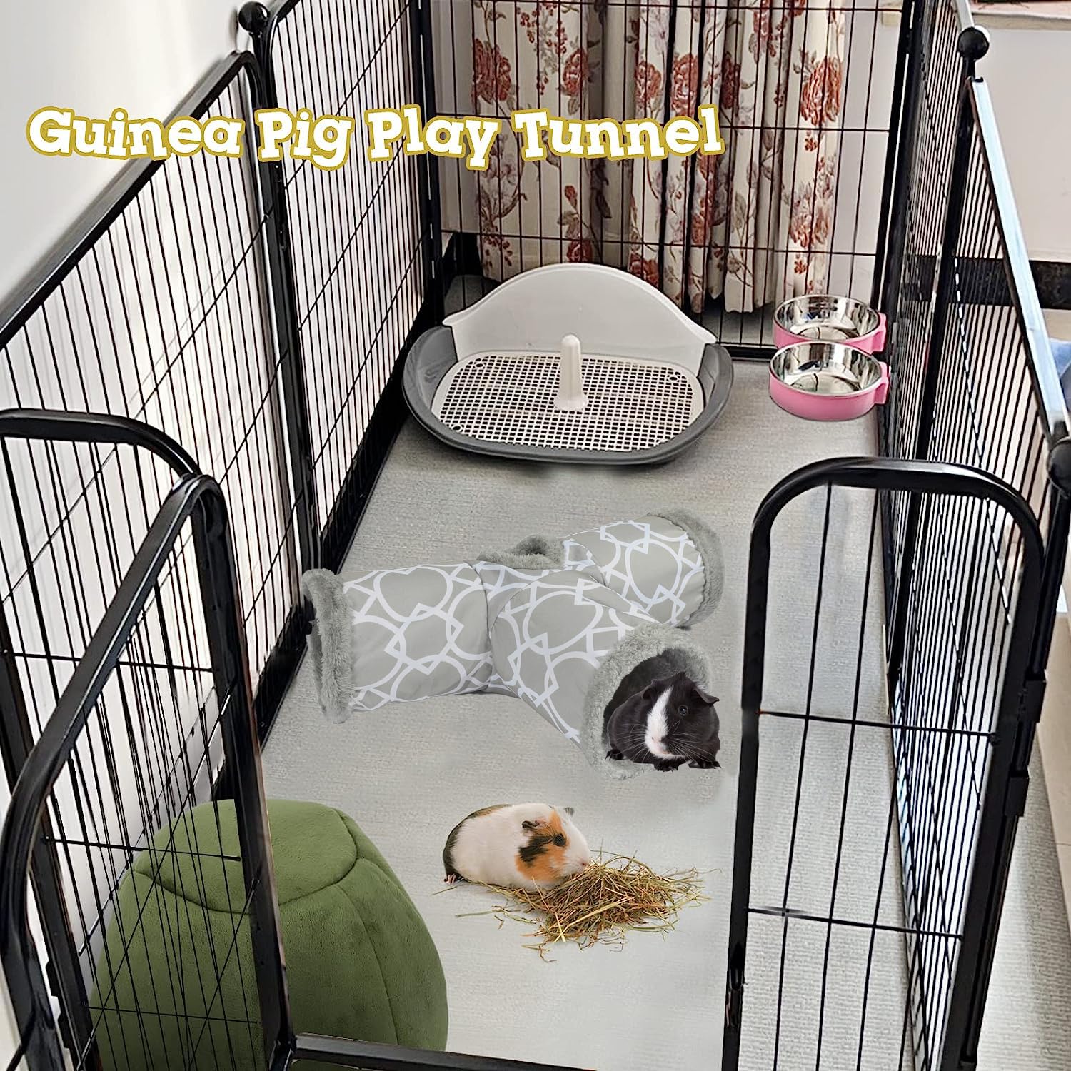 Utilisation domestique du tunnel LUCKITTY, pratique et sûr pour petits animaux.