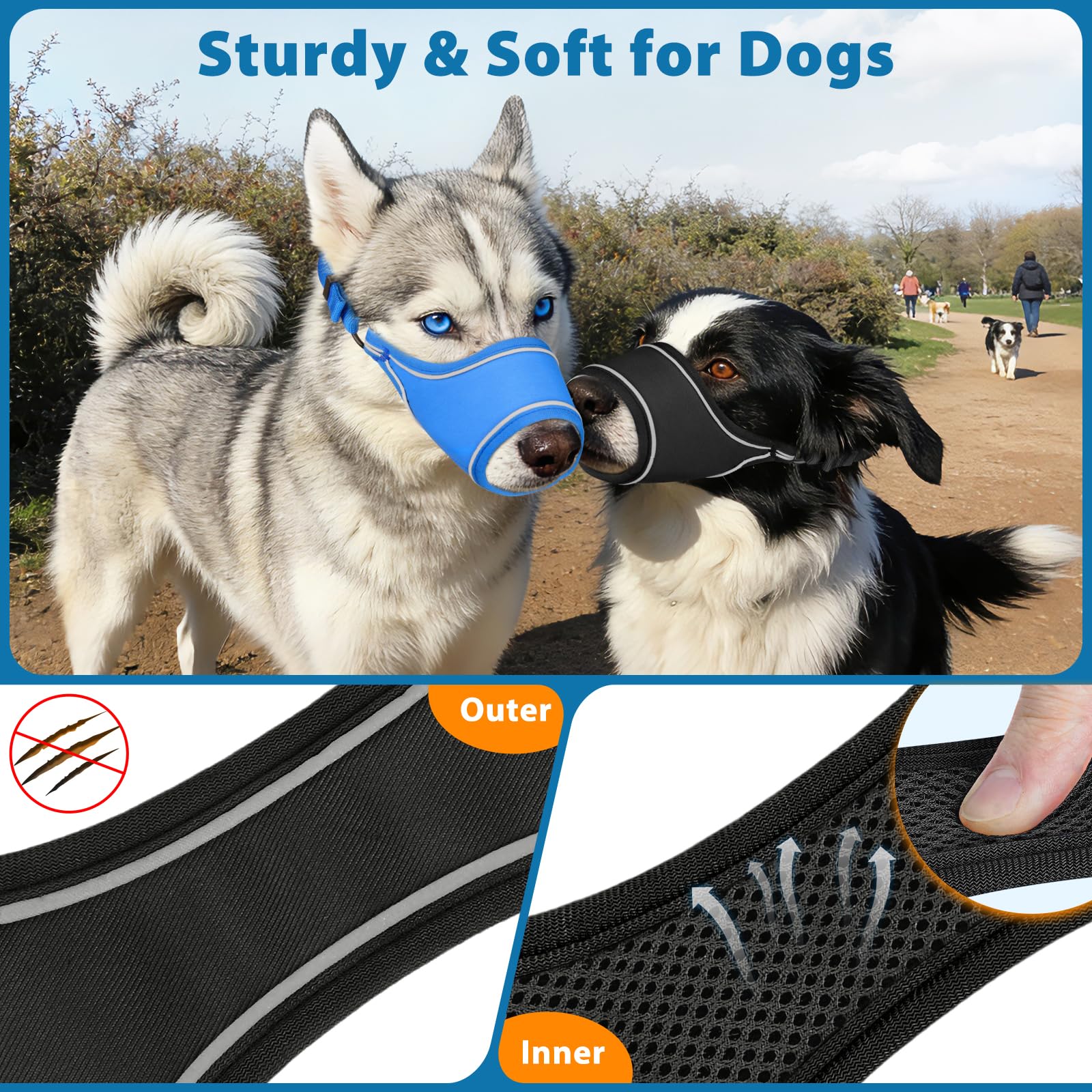 LUCKYPAW museau chien réglage velcro noir, ajustement sûr.