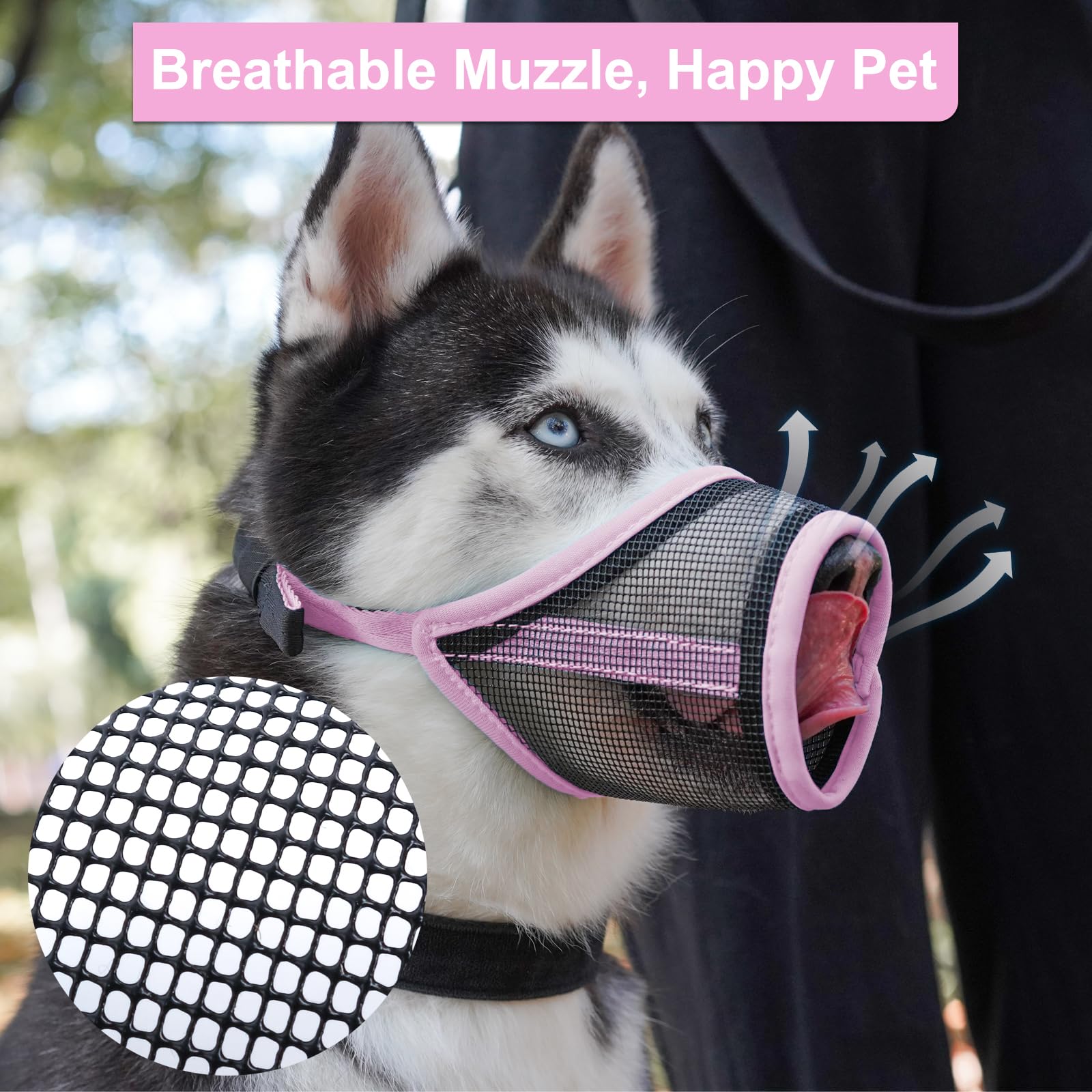 LUCKYPAW museau petit chien rose utilisation quotidienne lors des sorties.