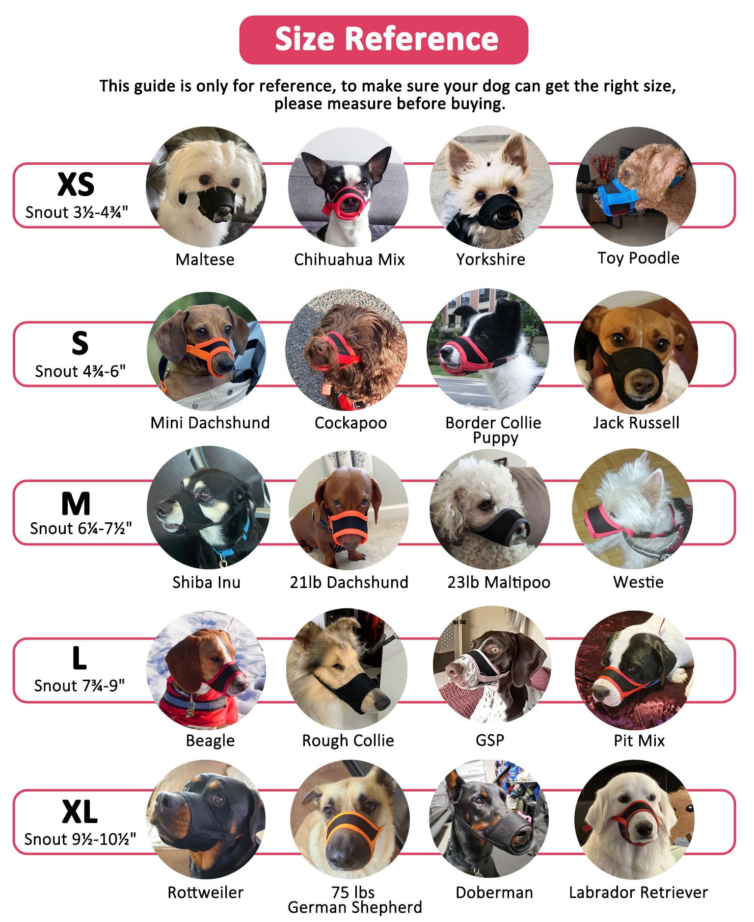 Luckypaw muselière chien grande taille – adaptée aux chiens de grande taille.