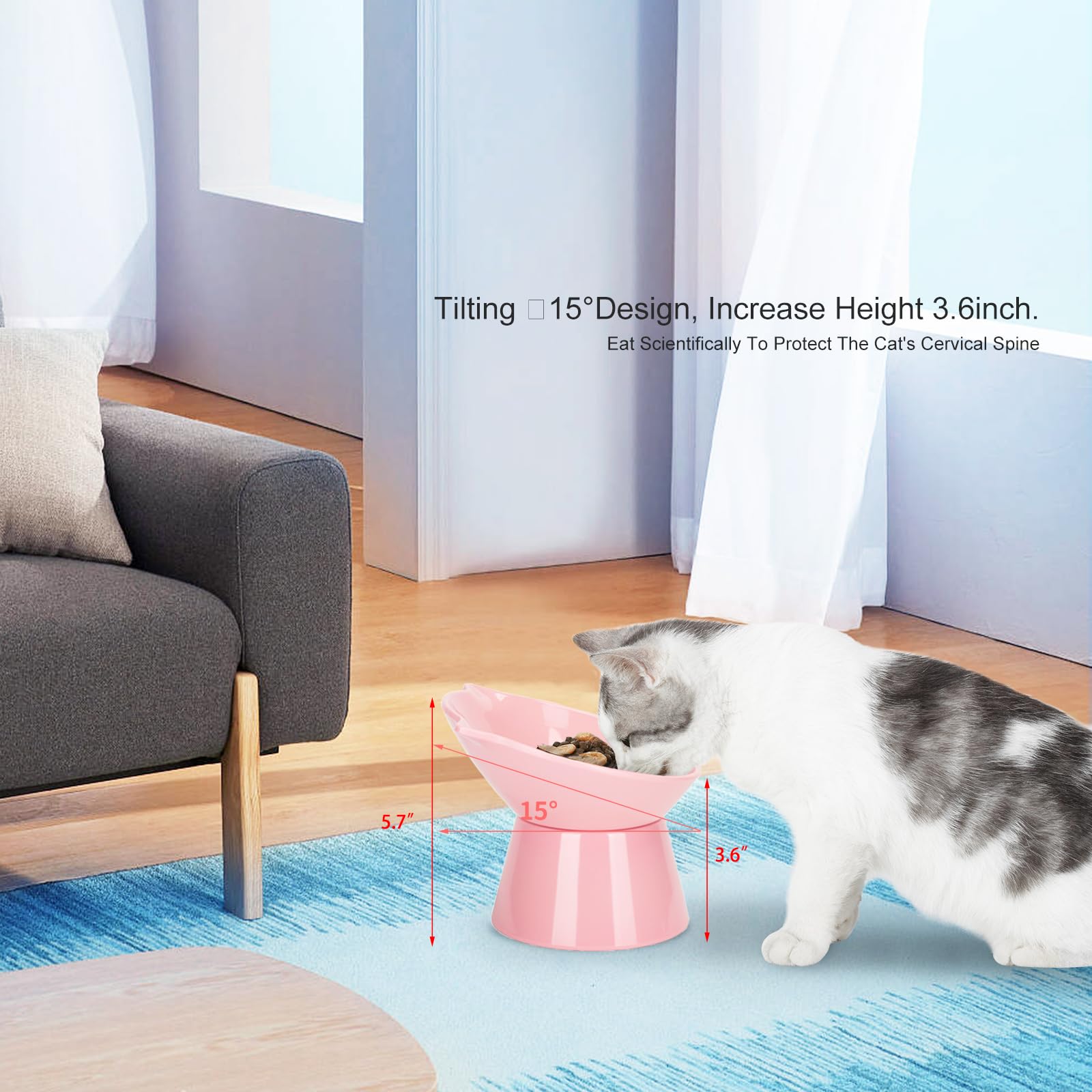 LuckyPots bol-chat-amovible-rose facile à nettoyer après les repas.