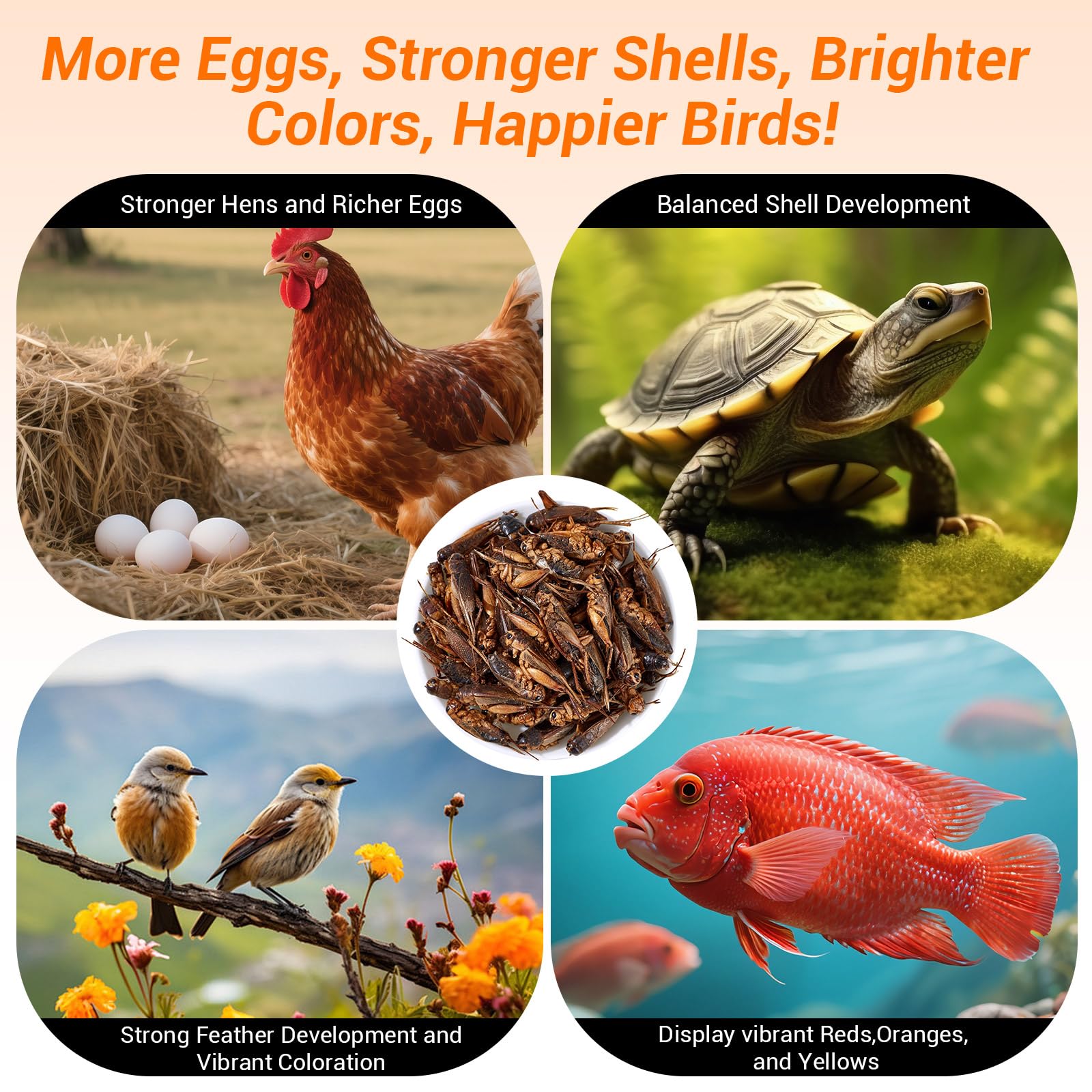 Grillons LuckyQworms, utilisation polyvalente pour divers animaux de compagnie.