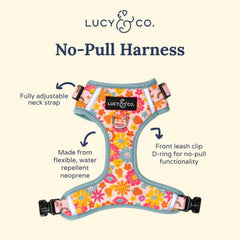 Harnais Lucy & Co. sans tirage Y2K rose, réglable pour chien en croissance.