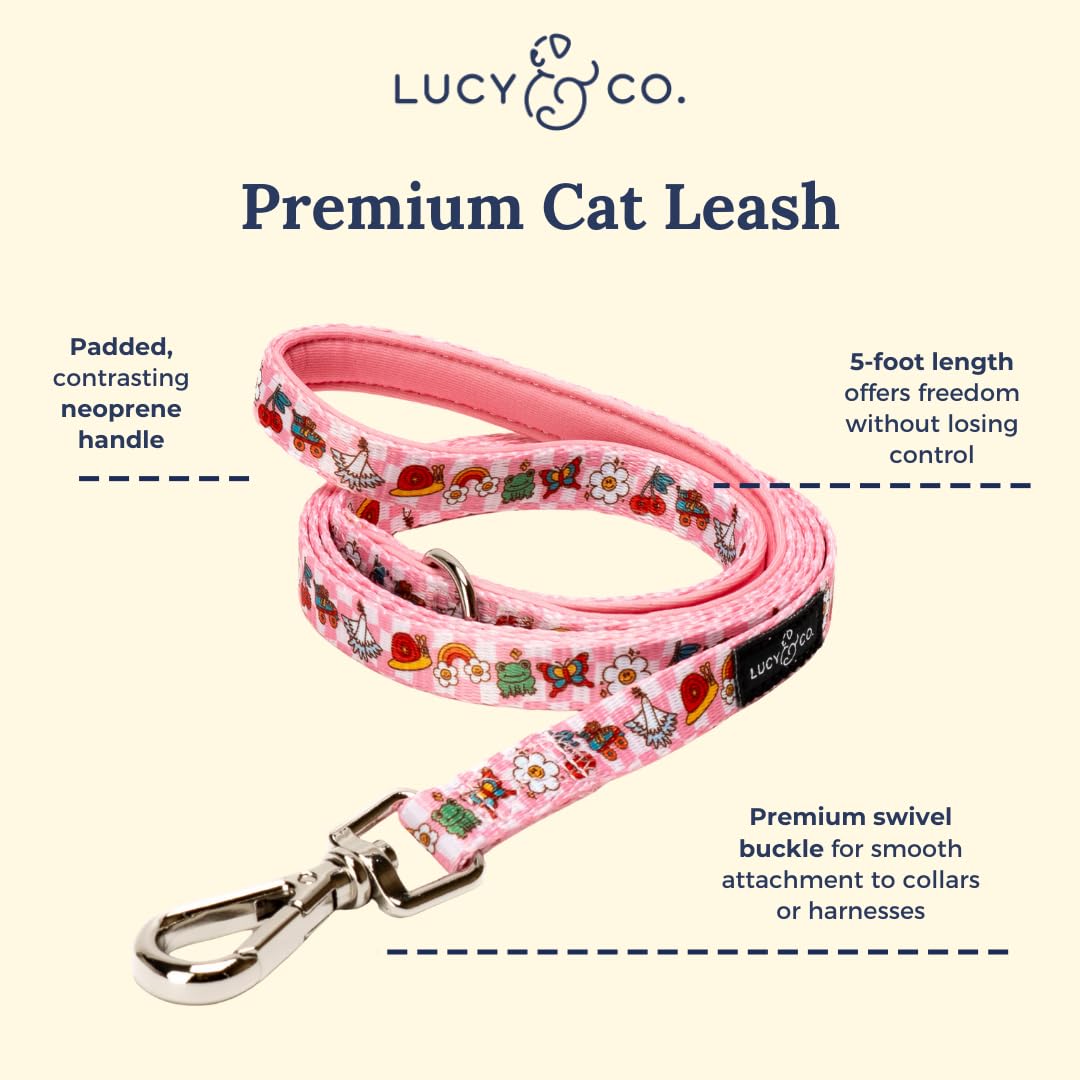 Laisse Lucy & Co de 12 pieds avec poignée néoprène, confort durable.