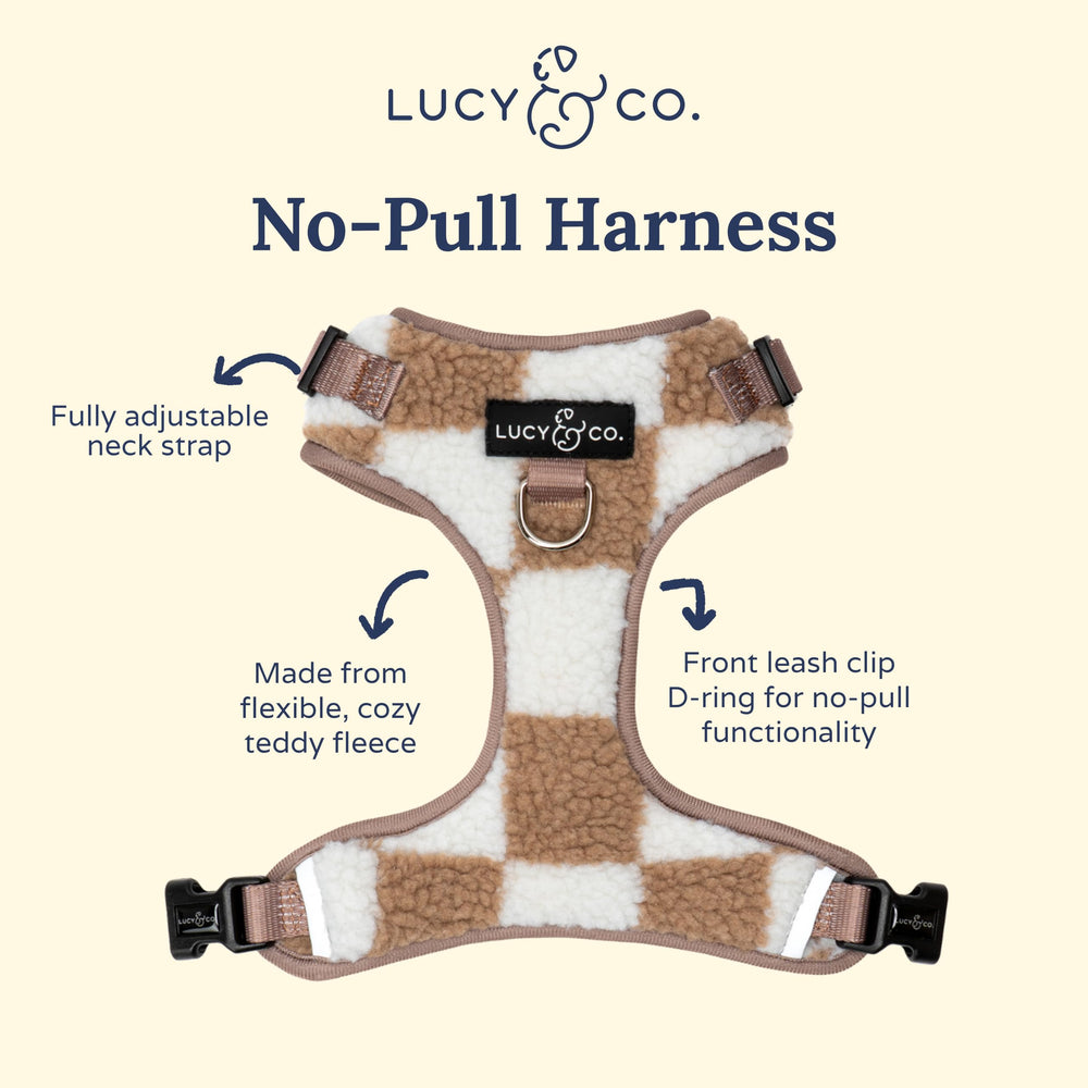 Harnais Lucy et Co sangles ajustables poitrine et cou pour confort quotidien.