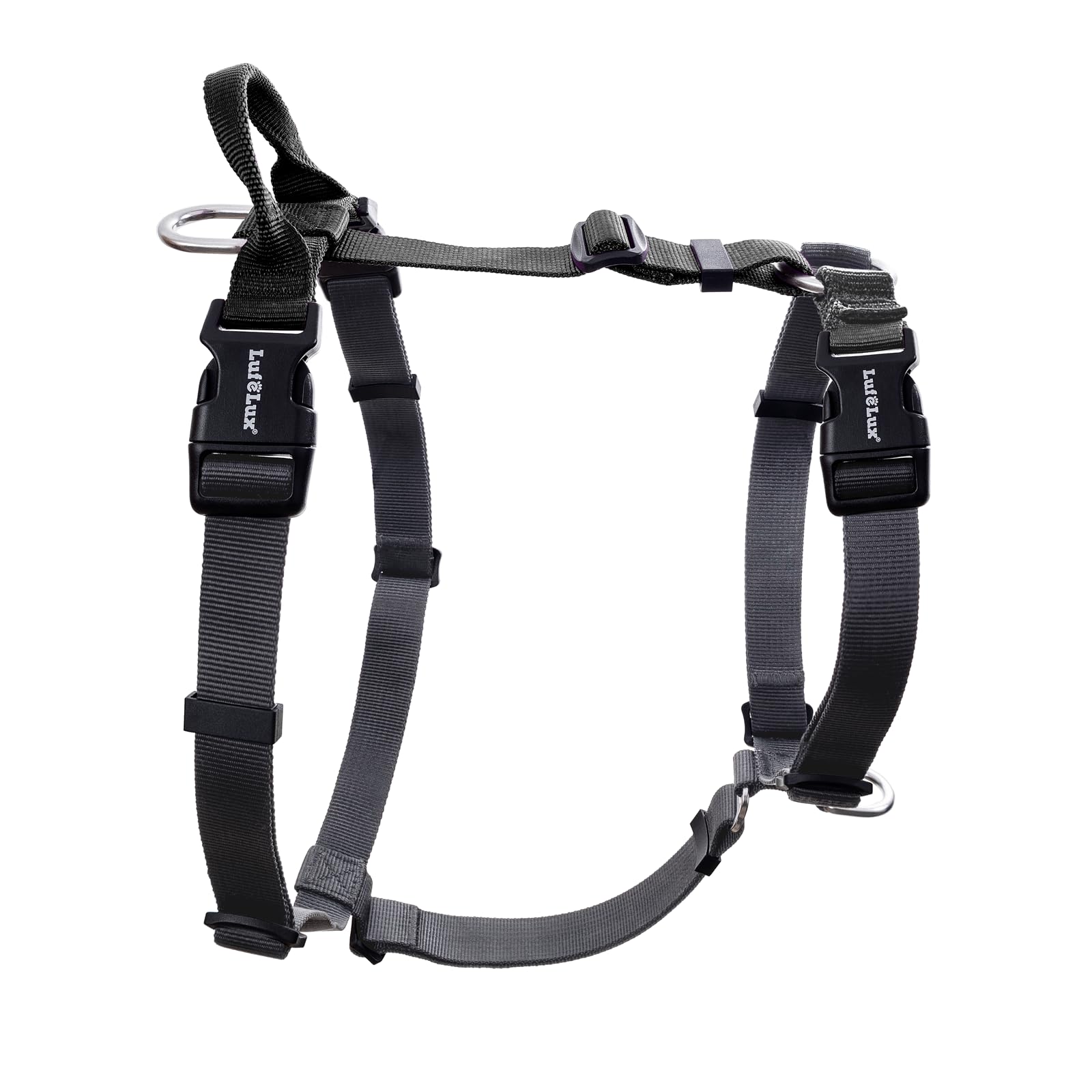 Harnais LufeLux Non Restrictif, vue frontale et confort lors des promenades.