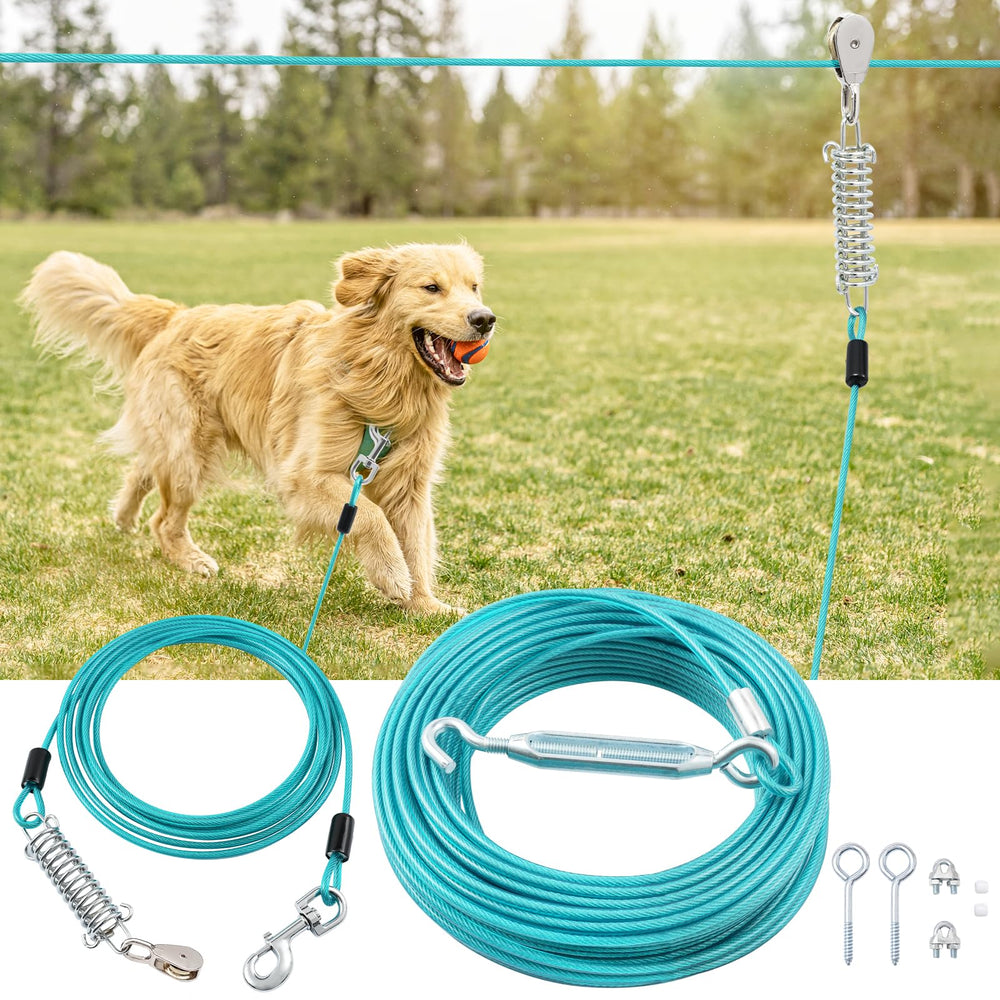 LUFFWELL câble principal 100 pieds pour chien, liberté sécurisée dans le jardin.