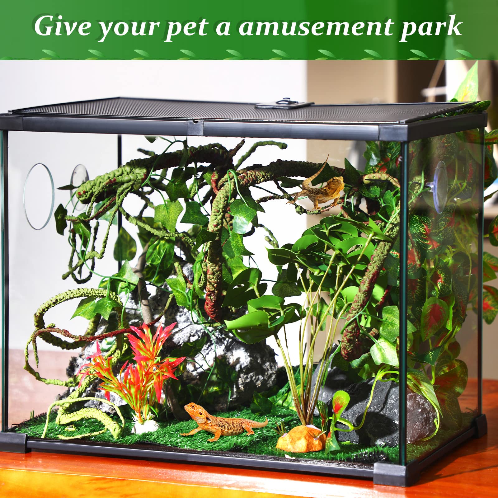 LuinaBio : plantes artificielles pour reptiles, favorisant l'exploration et les poses de repos