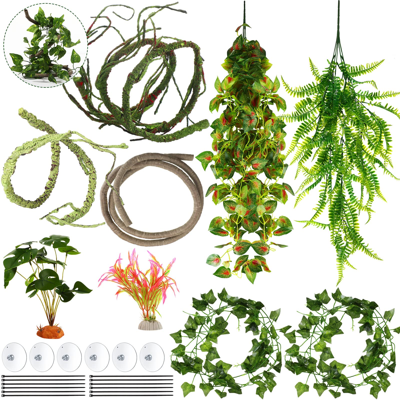 LuinaBio : plantes réptiles jungle flexibles pour un habitat coloré et sûr