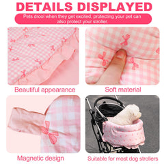 Nœud rose décoratif LUKHMELF sur tapis de poussette pour un look adorable.