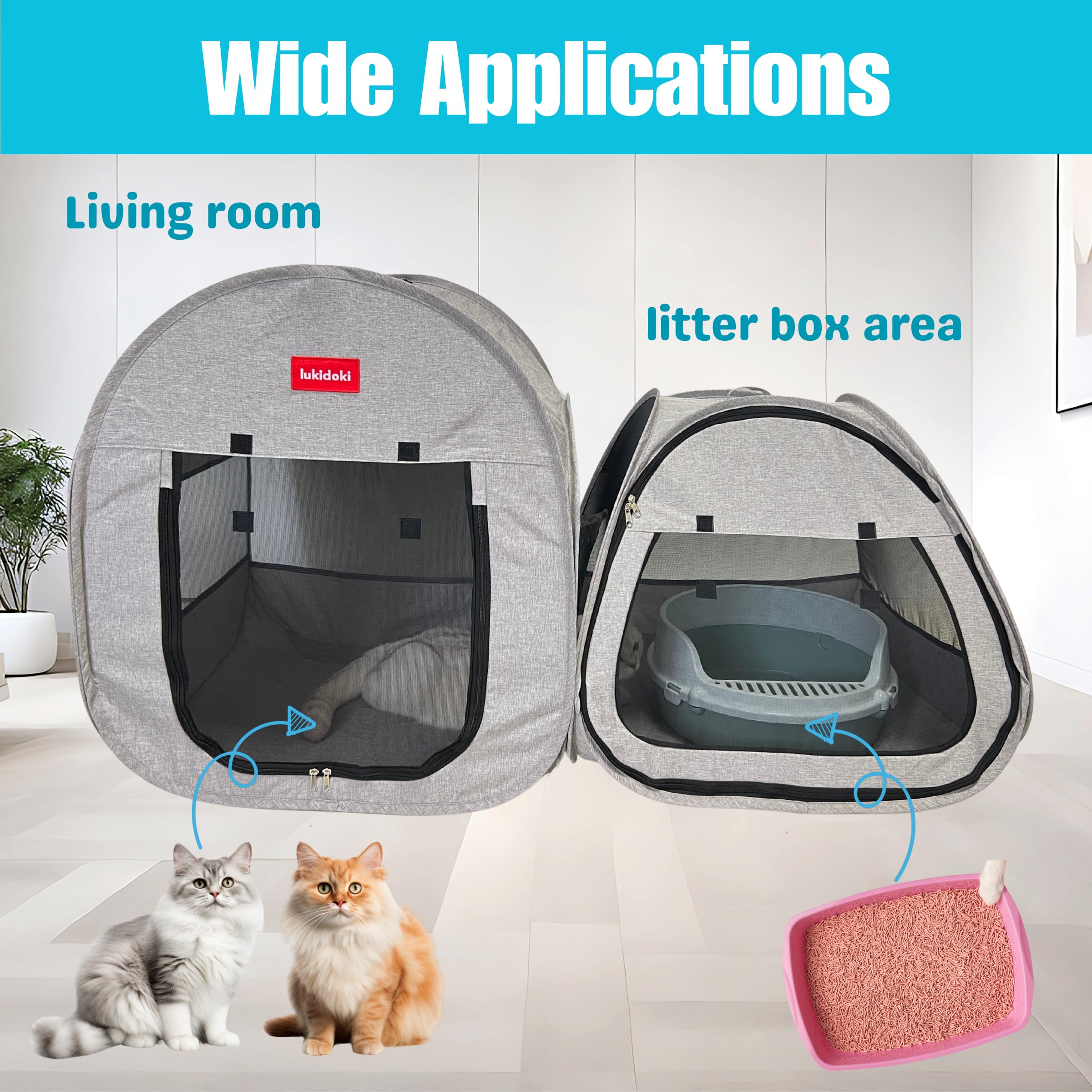 lukidoki dimensions 132x61x71 cm offrant espace confortable pour un ou deux chats.