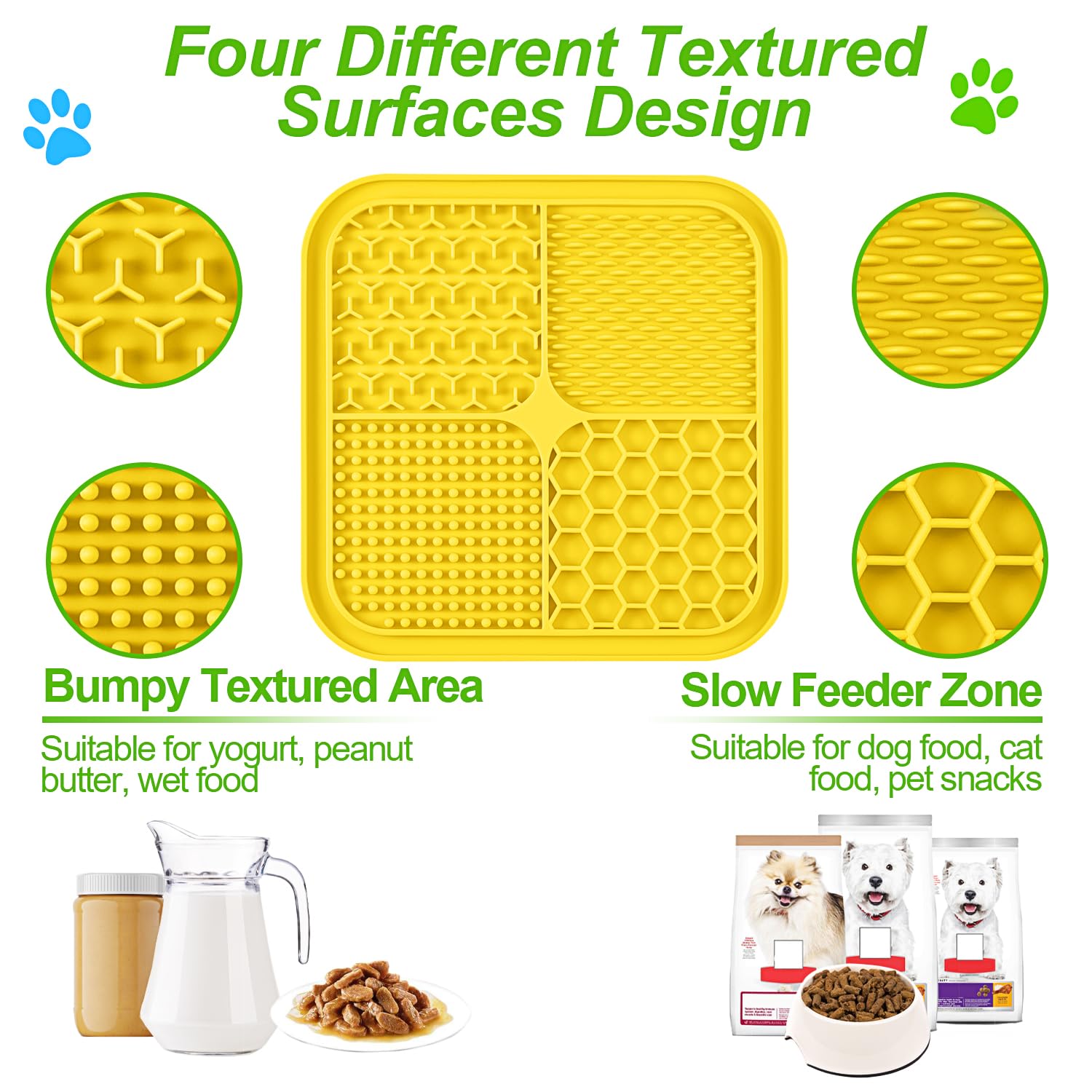Tapis de léchage LUKITO textures variées, surfaces multiples pour friandises.