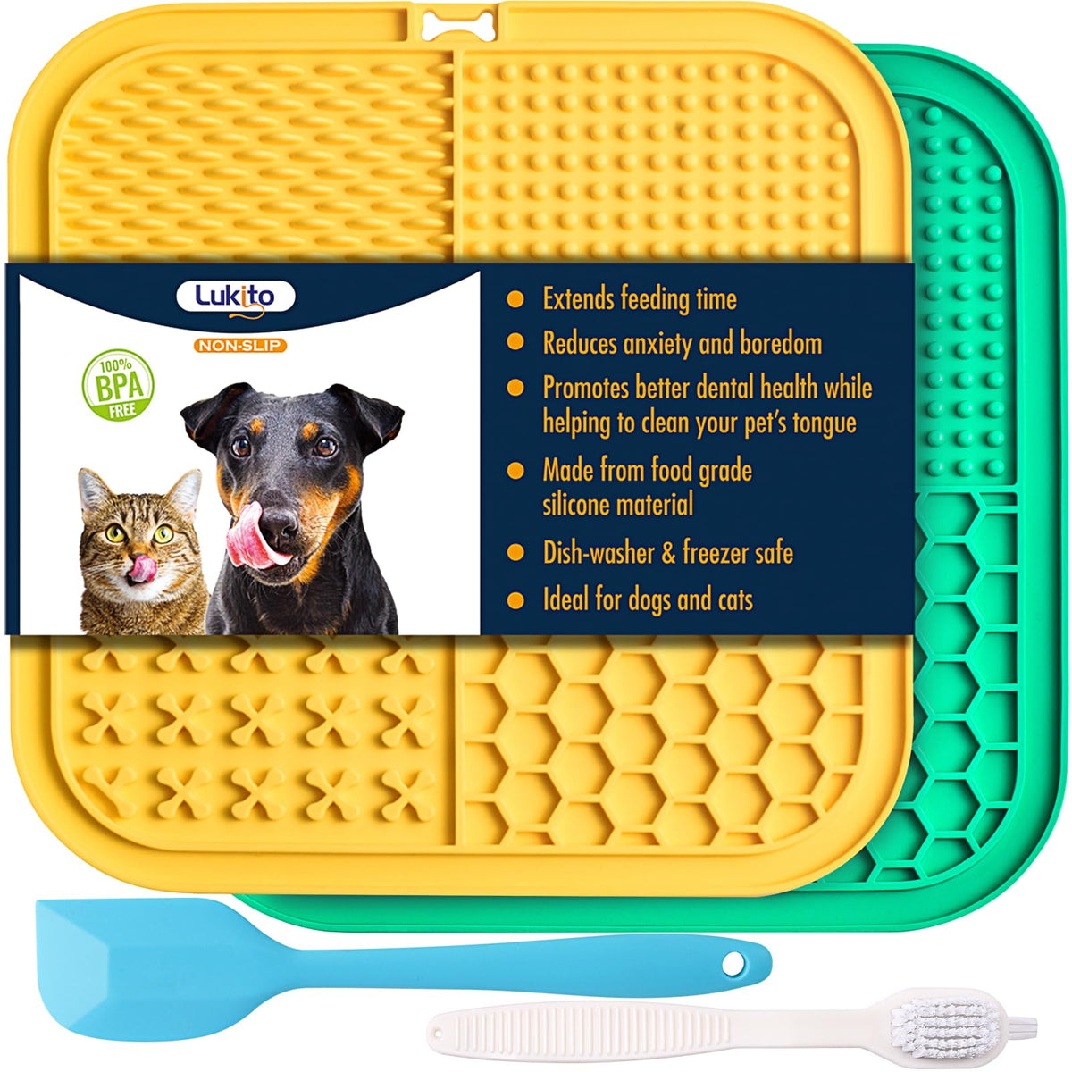 LUKITO tapis-léchage silicone ventouses-77: fixation sûre et activité distrayante pour l’animal.