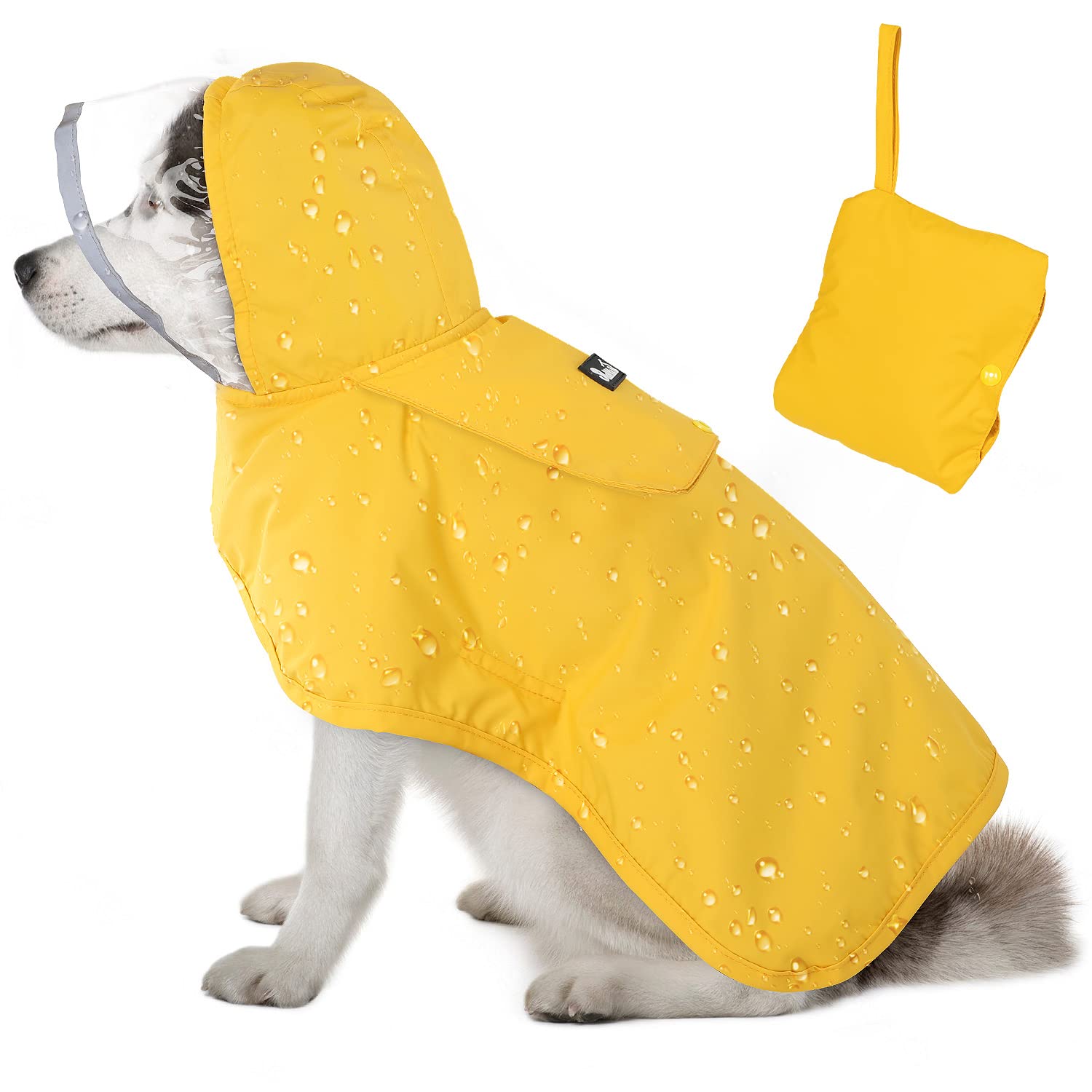 Lukovee chien imperméable jaune avec capuche transparente: protection contre pluie et vent.