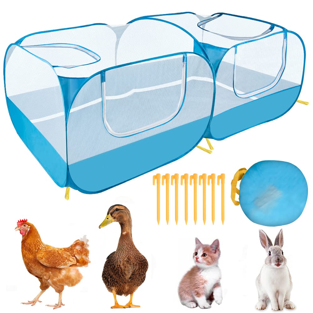 Lukovee enclos petits animaux bleu, ensemble spacieux et sécurisé.