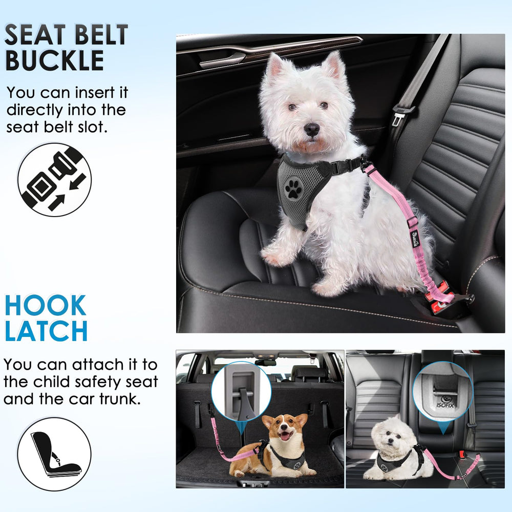 Lukovee harnais chien auto rose, sécurité et confort pendant le trajet