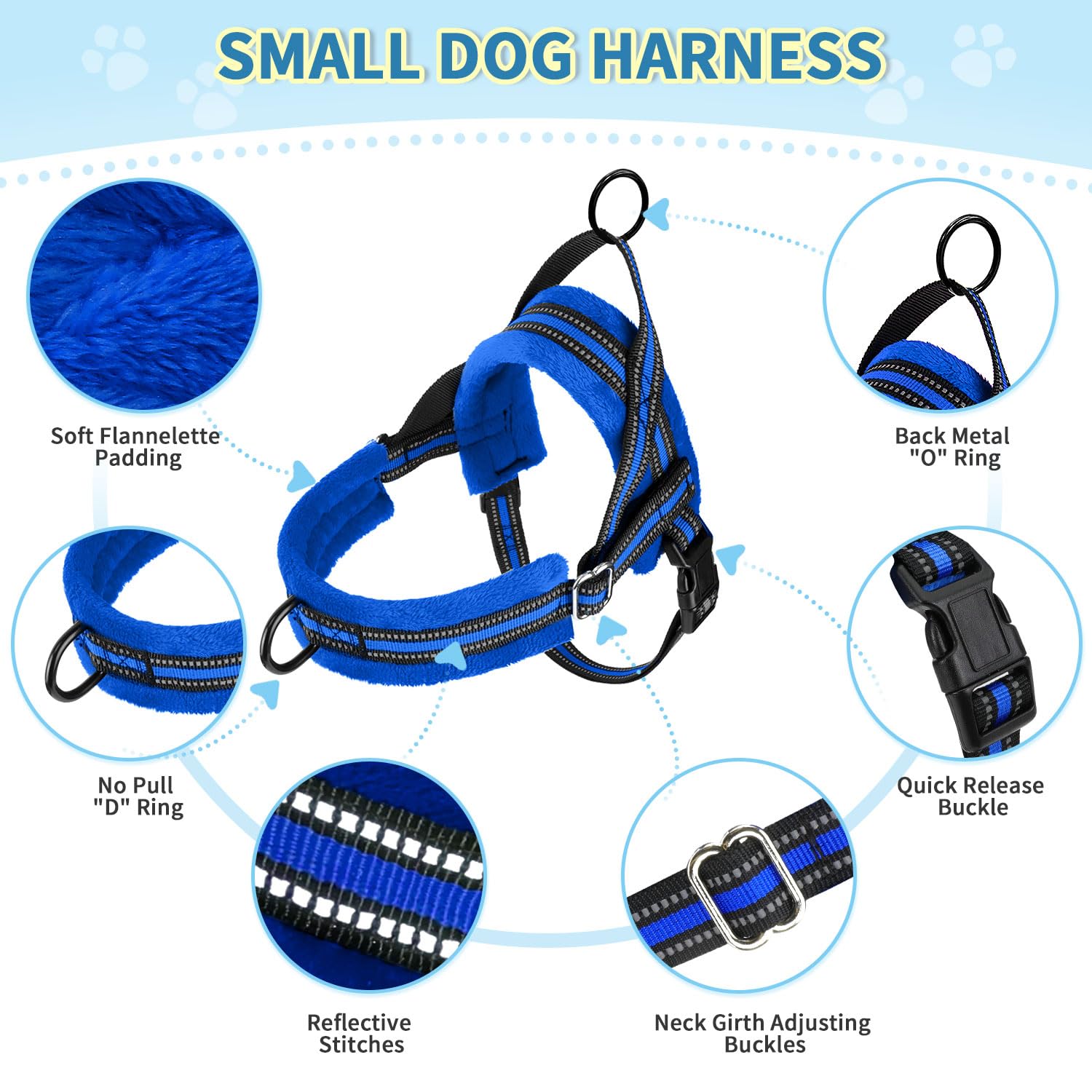 Lukovee harnais petit chien, doublure douce rembourree pour le confort.