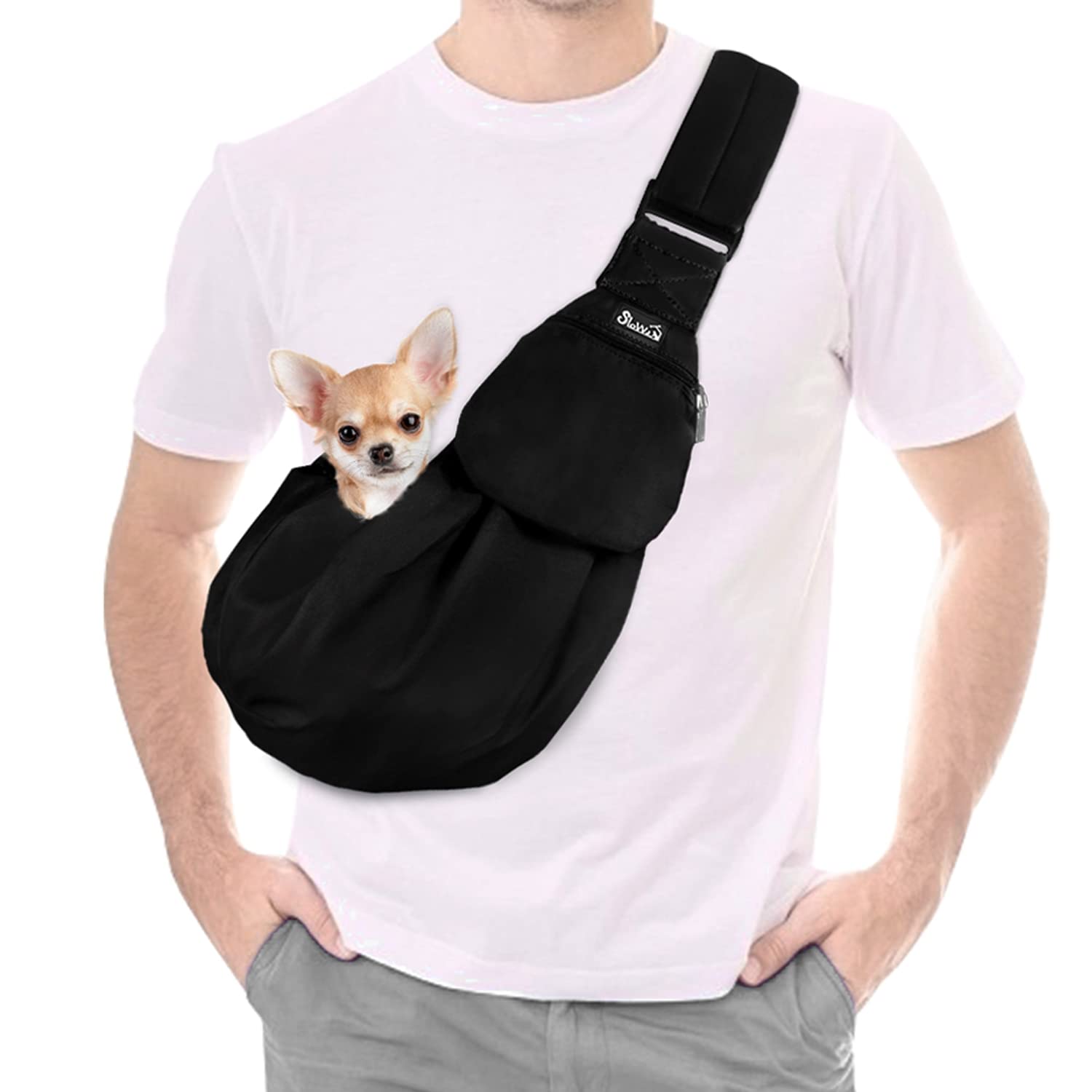 Lukovee Pet Sling, épaule rembourrée pour port confortable lors des promenades.