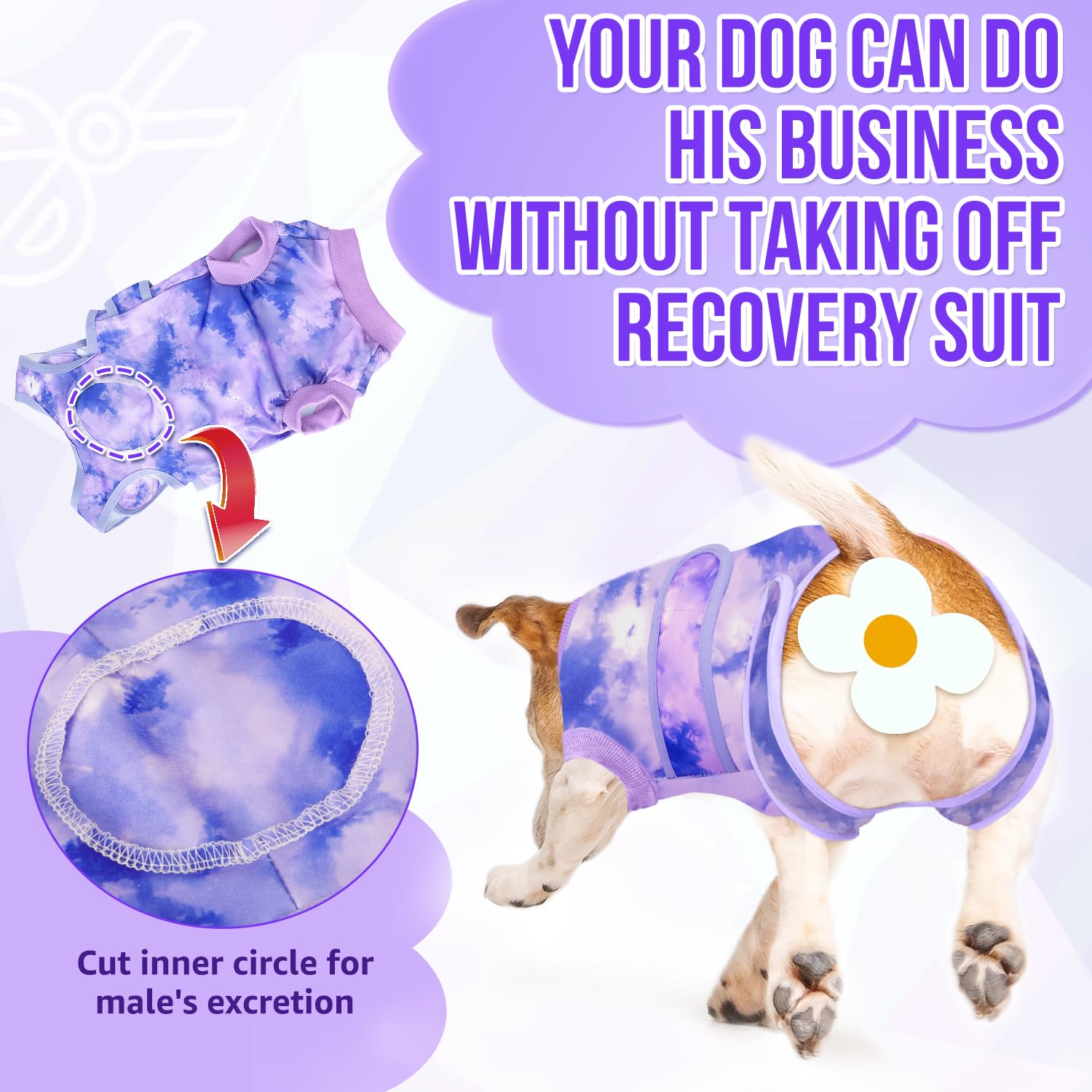 Lukovee Recovery Suit chien, ceinture taille réglable, ajustement personnalisé et confort.