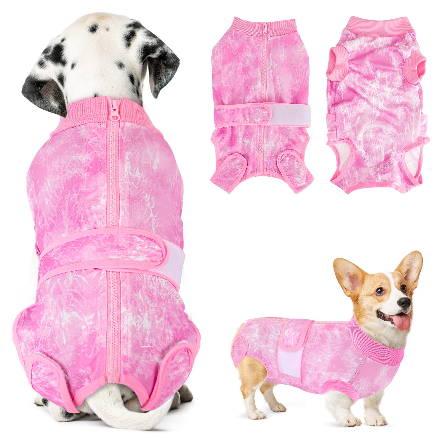 Combinaison Lukovee pour chien avec fermeture-éclair dos, enfiler facilement et confort.