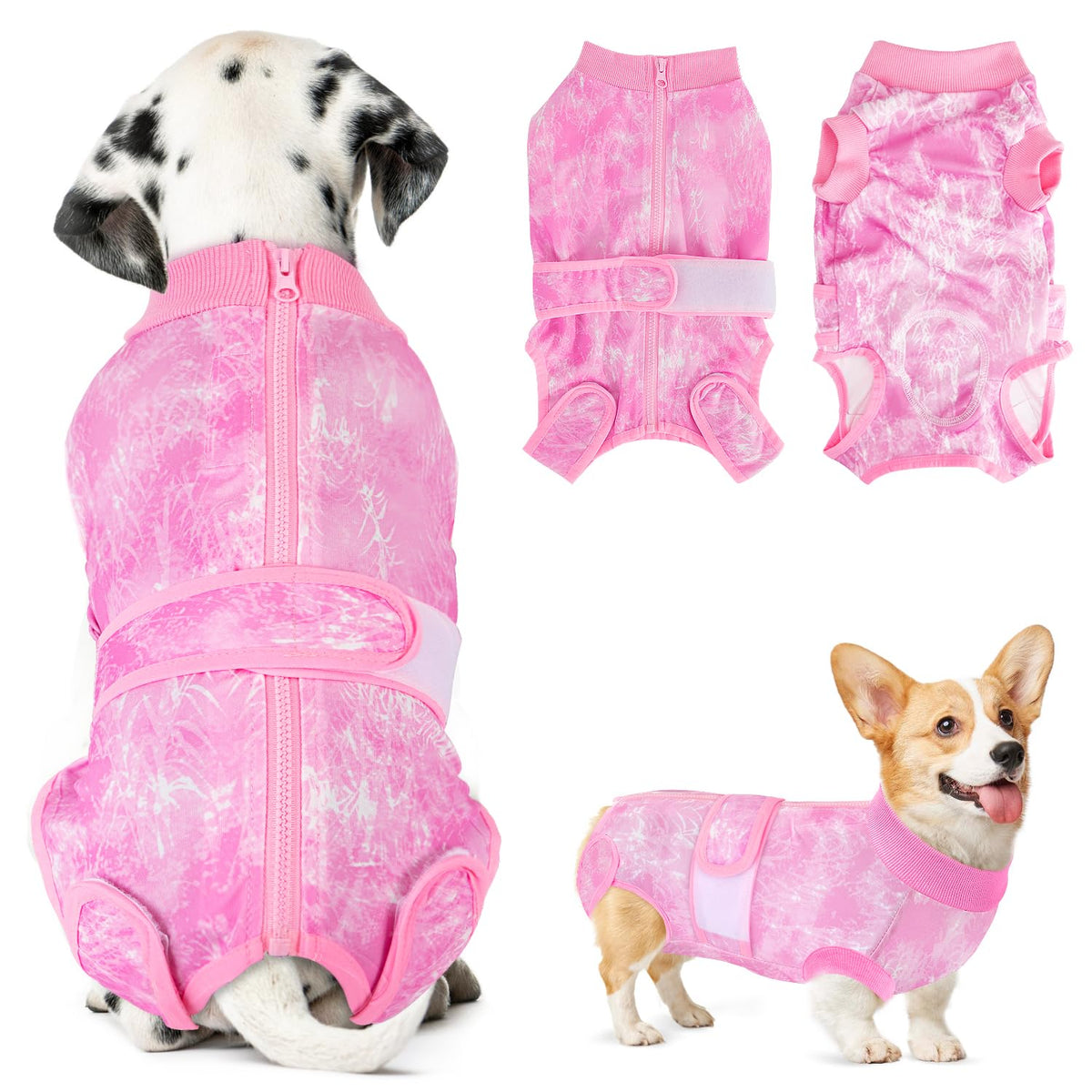 Combinaison Lukovee pour chien avec fermeture-éclair dos, enfiler facilement et confort.