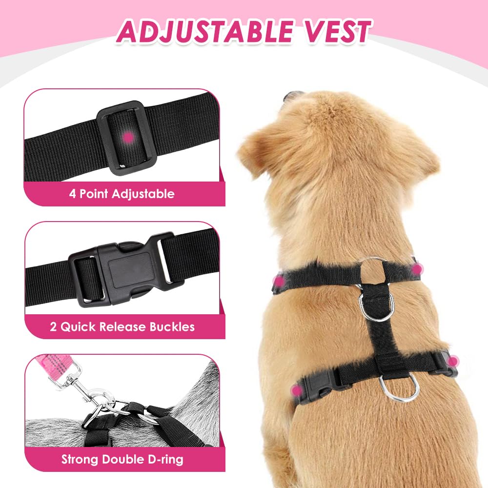 Lukovee sangle elastique securite chien rose liberté contrôlée en voyage.