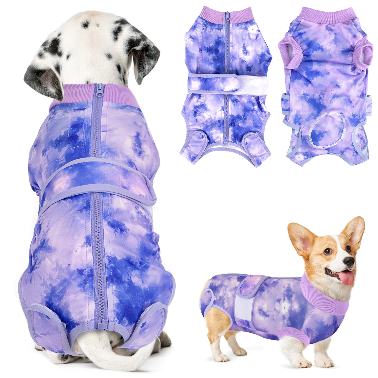 Lukovee tenue rétablissement chien avec zip arrière, facile à mettre en place.