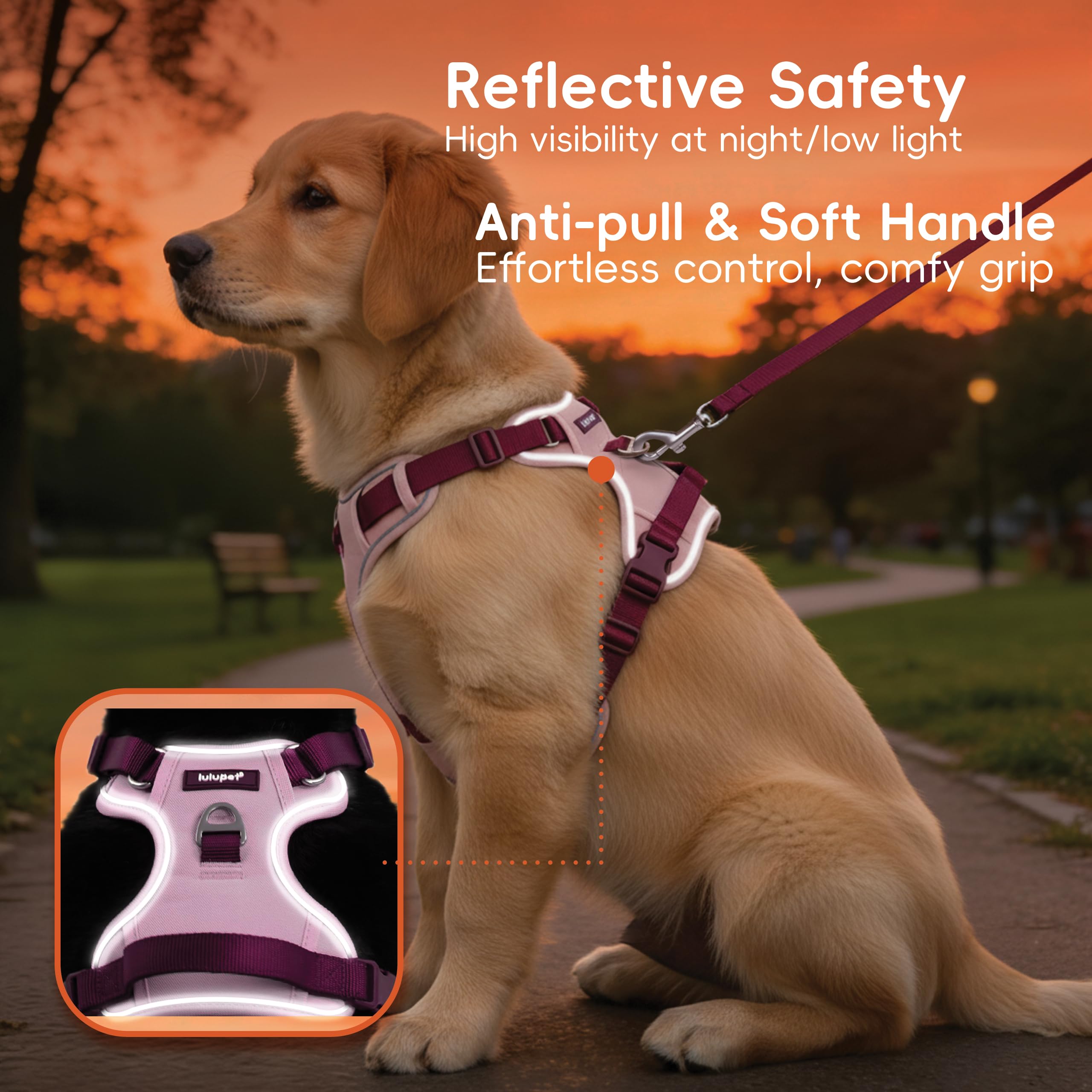 LULUPET collier-chien 3-en-1 pink, polyvalent et facile à utiliser.