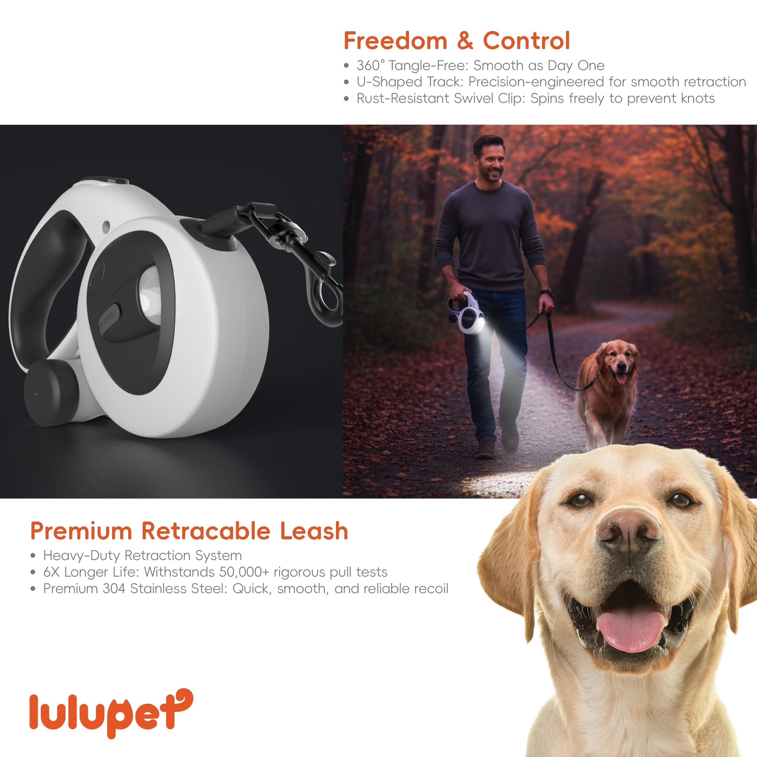 LULUPET freinage à une main pour un contrôle facile.