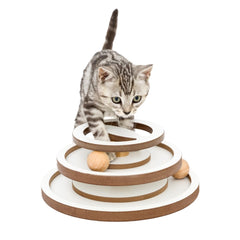 Tour Lulu's world pour chat en bois blanc, design élégant et stimulant l'exploration