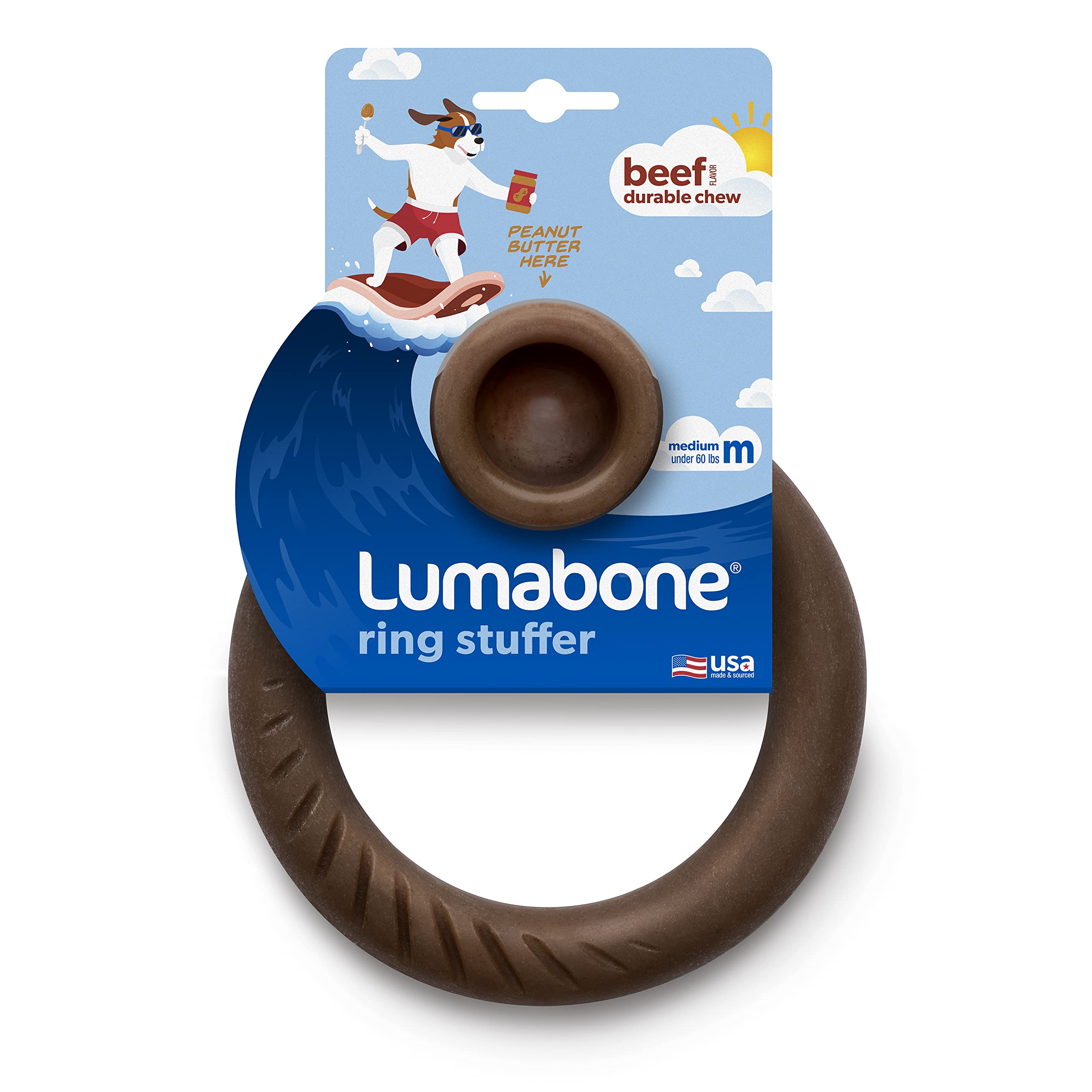 Chien en action avec le Ring Stuffer Lumabone, chien qui mâche et joue