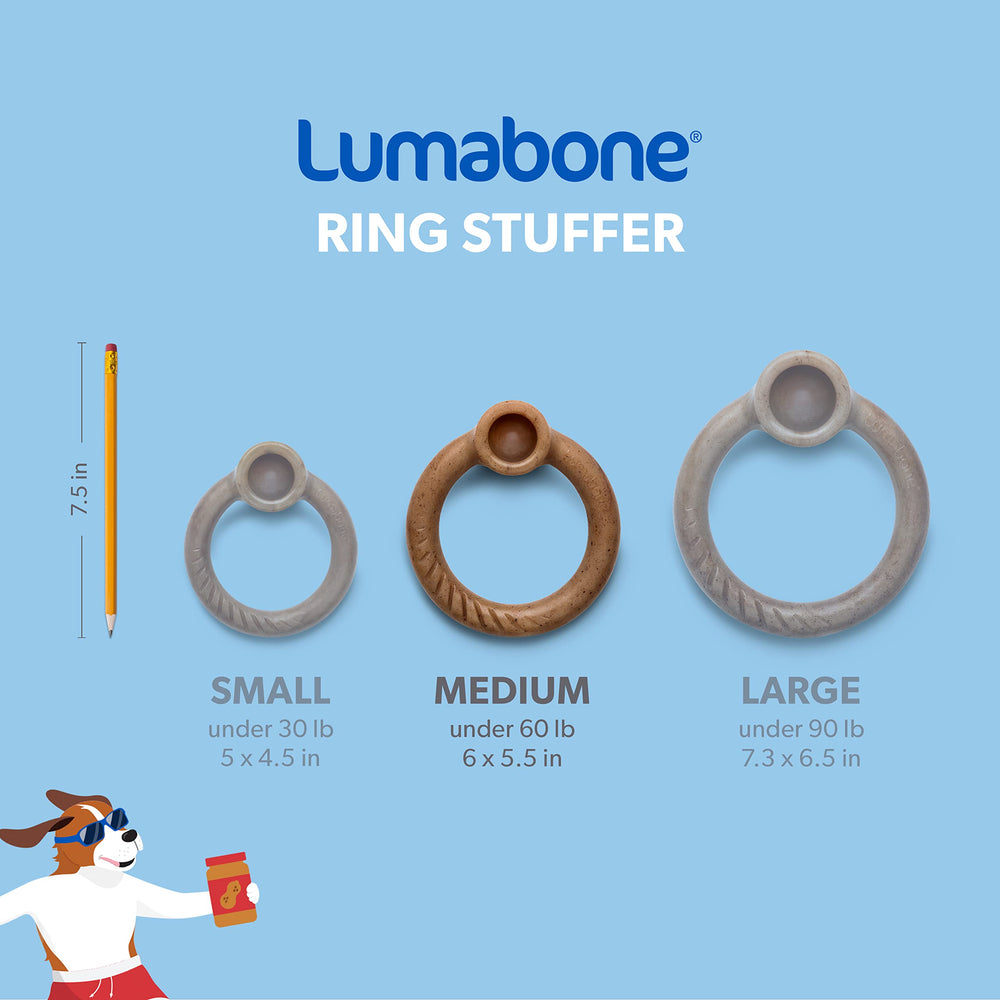 Crêtes du Ring Stuffer Lumabone massant les gencives pendant le mâchage