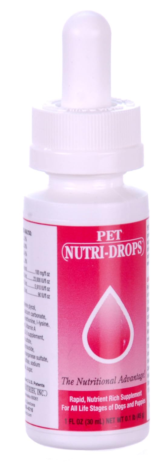 Lunivox Bovidr Labs Nutri-Drops – flacon pratique, énergie rapide pour chiots et chiens.