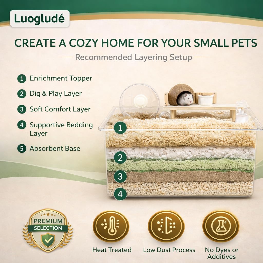 Litière Luoglude adaptée à plusieurs animaux, usage polyvalent.