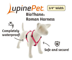 Harnais LupinePet BioThane bleu, matériau facile à nettoyer et robuste