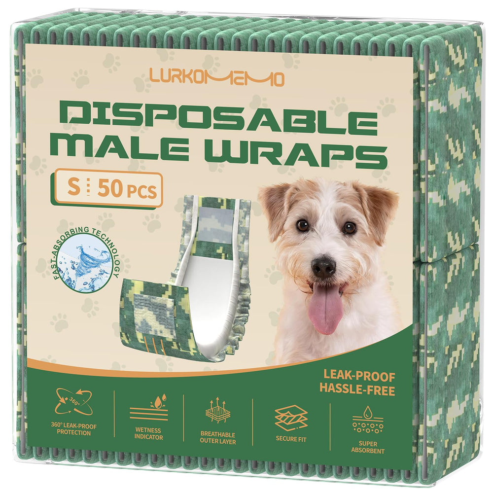 Couches LURKOMEMO pour chien mâle, emballage pratique et absorption élevée.