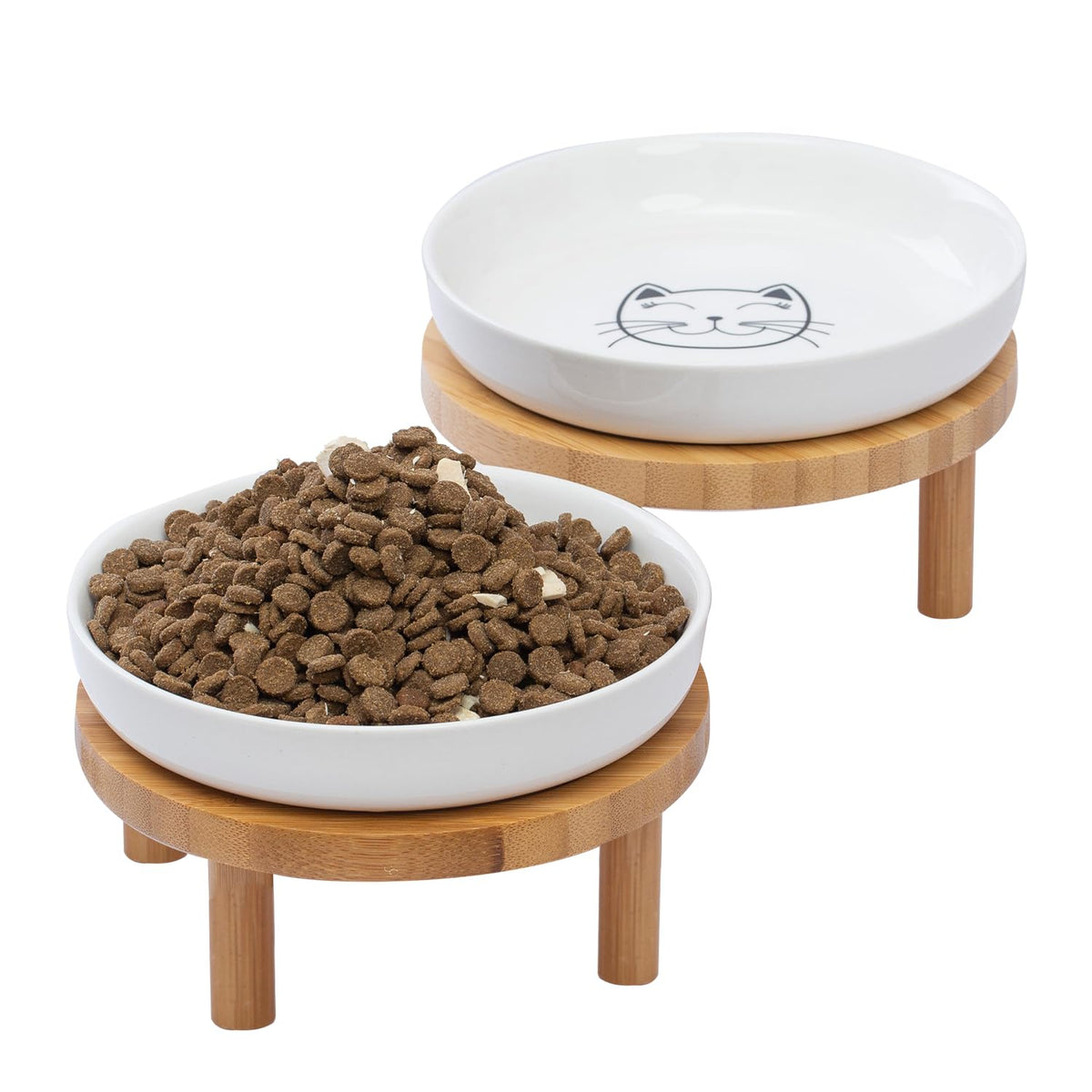Gamelles pour chat Lusifaco surélevées avec support bambou, stabilité renforcée