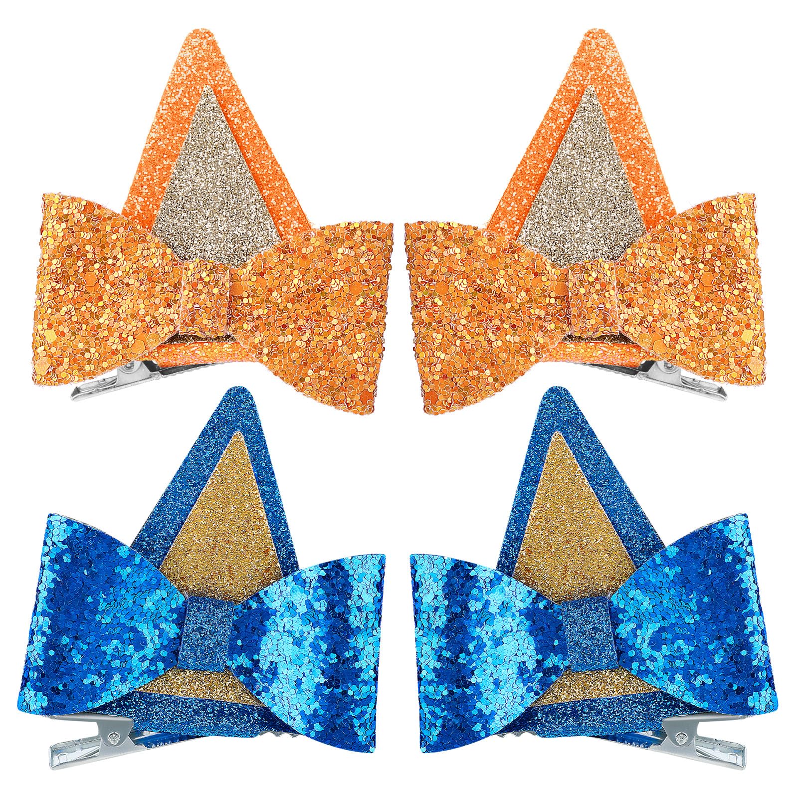 Épingles Lusofie avec oreilles de chien bleues et paillettes, parfaites pour Halloween.