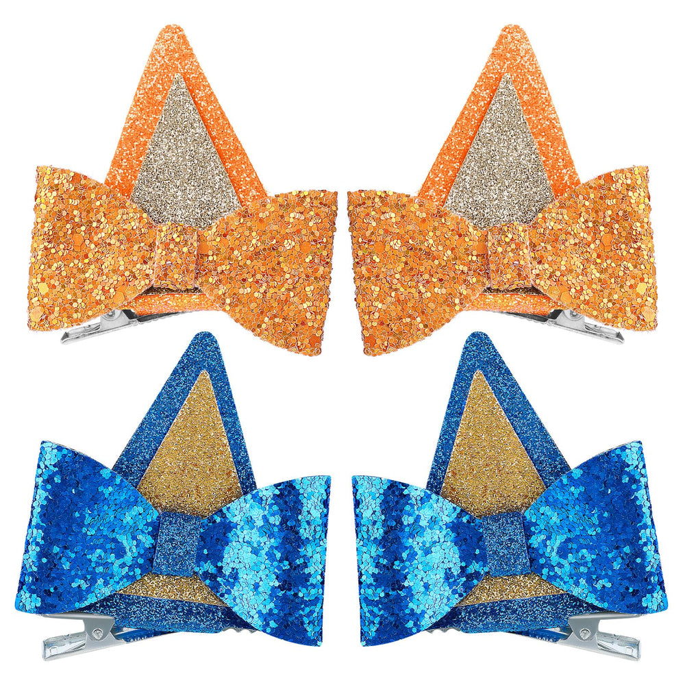 Épingles Lusofie avec oreilles de chien bleues et paillettes, parfaites pour Halloween.